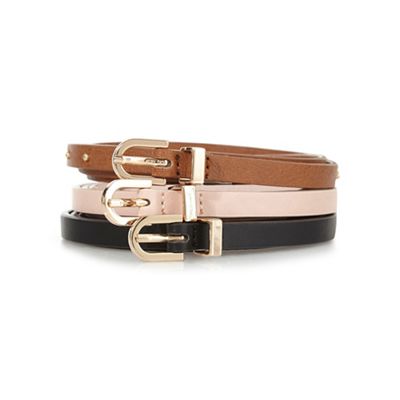 The Collection Pack of three assorted skinny trouser belts